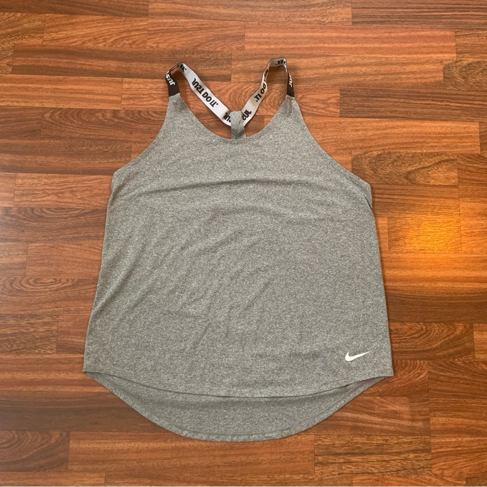 Nike Dri Fit Athletic Tank Top Women’s L Gray Black Sleeveless Gym RN 56323